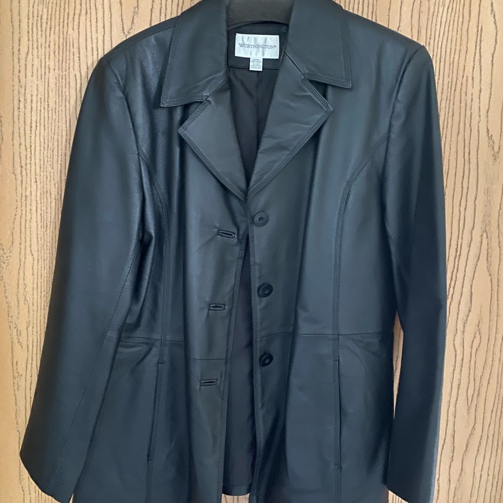 Worthington Black Leather Jacket. Size XL.